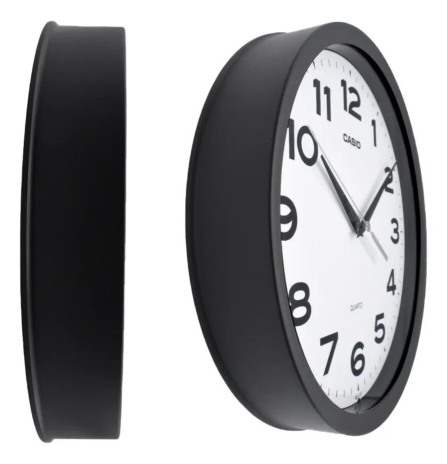 Reloj De Pared Casio Redondo Iq-151-1d - Negro Blanco
