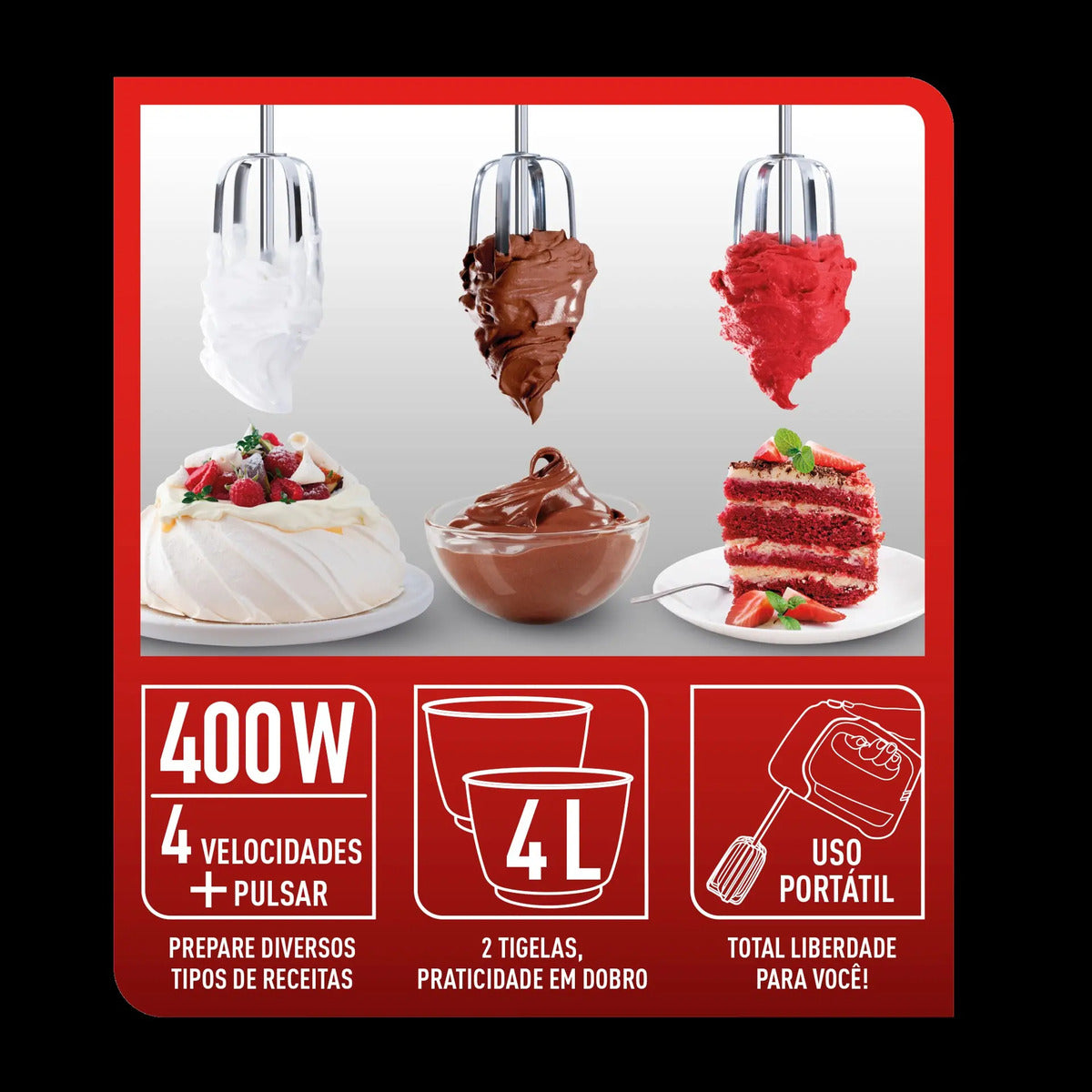 Batidora Arno Mini Chef 4 L 4 Velocidades 400w