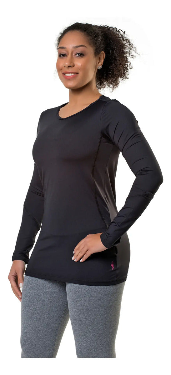 Remera Térmica Mujer Entallada Manga Larga Elite - Negro L