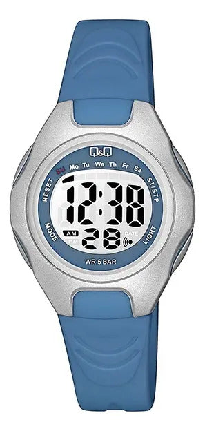 Reloj Digital Q&q Silicona Dama 34mm M195j003y - Azul