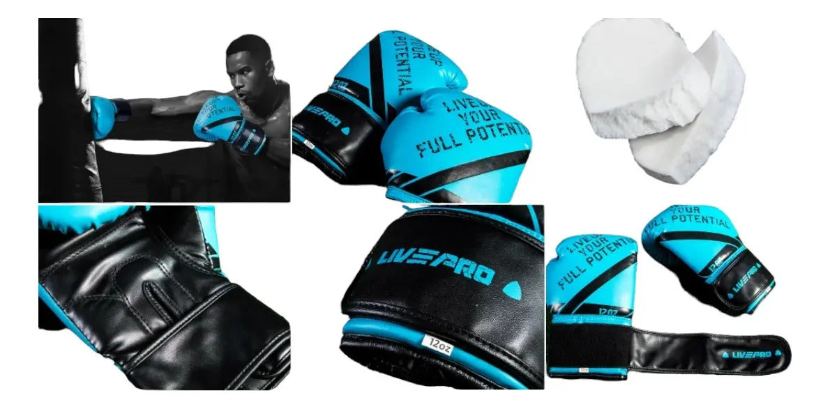 Guante De Boxeo 10oz Entrenamiento Combate Livepro 10oz Azul