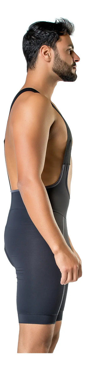 Calza Corta Con Tiradores Ciclismo Pro Elite - Negro Xl