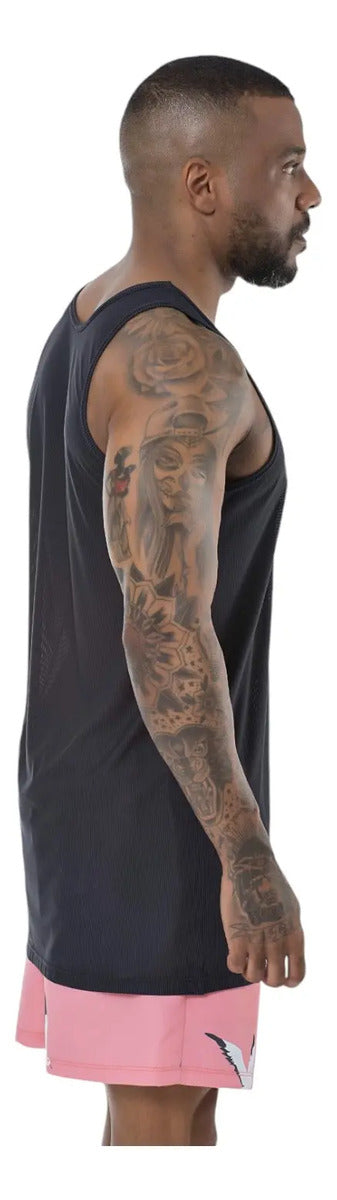 Musculosa Deportiva Hombre Fitness Gym Running Elite Negro S