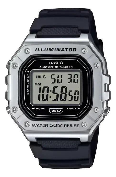 Reloj Casio Digital W-218hm-7a - Negro Plateado