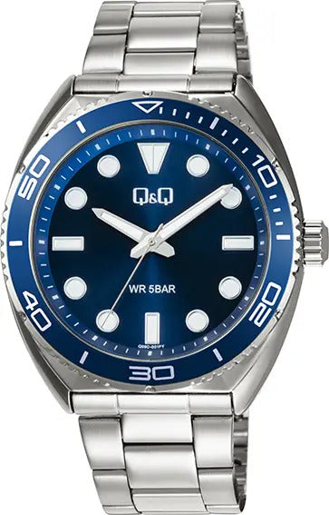 Reloj Q&q Metal Hombre 42mm Q09c-001py - Plateado