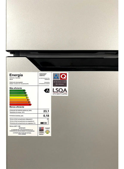 Refrigerador Inverter Daewoo 332lt Frío Seco Dart368ns Gris