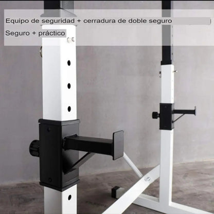 Soporte Barra Regulable Sentadillas Y Pecho Rhino Blanco