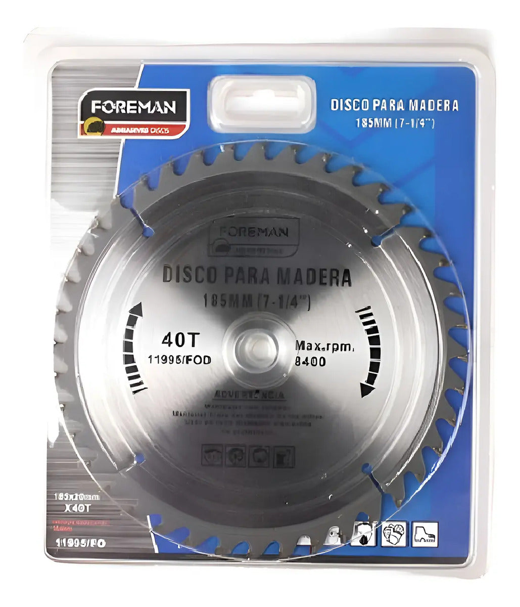 Disco P/ Madera 40d Foreman 7¼ Sierra Circular Plateado