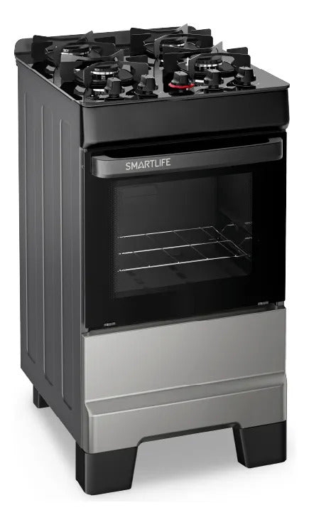 Cocina A Gas 4h Top Glass Inox Smartlife Sl-kbr504tg Inox
