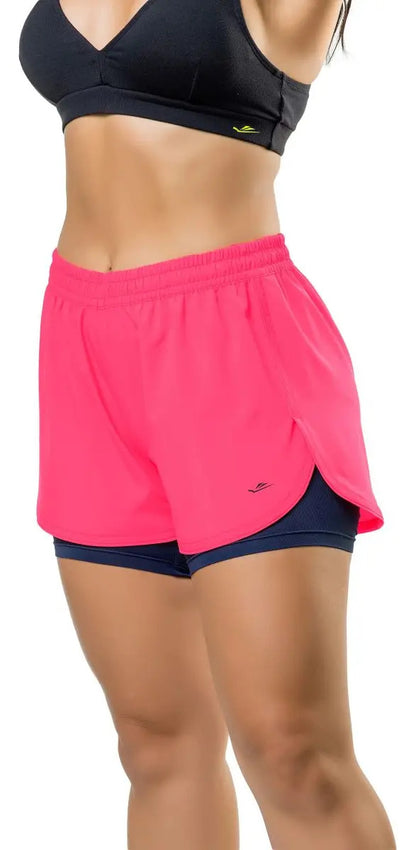 Short Corto Fitness Dama Con Calza Interna Elite - Rosa S