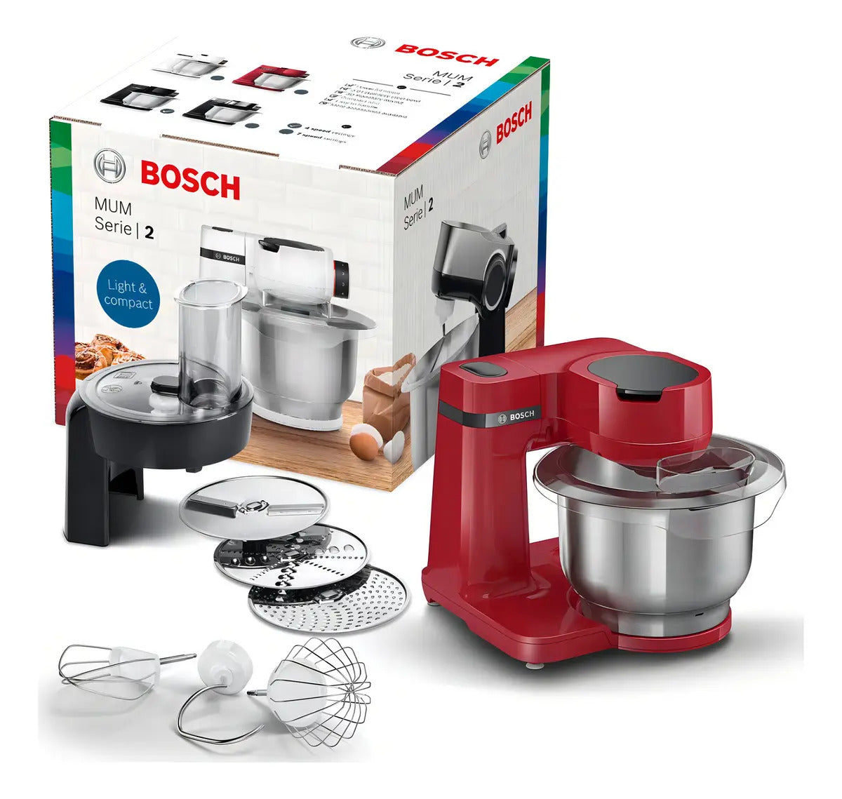 Robot De Cocina Bosch 38lt Bowl Inox Mums2er01 - Rojo