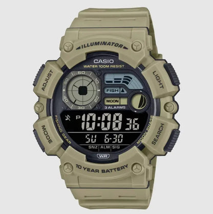 Reloj Casio Digital Silicona Verde Ws-1500h-5bvdf Caqui Beige Negro
