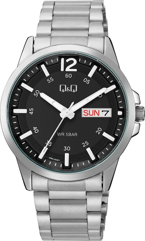 Reloj Q&q Metal Hombre 42mm A36a-004py - Plateado