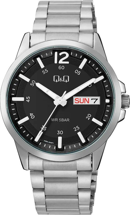 Reloj Q&q Metal Hombre 42mm A36a-004py - Plateado