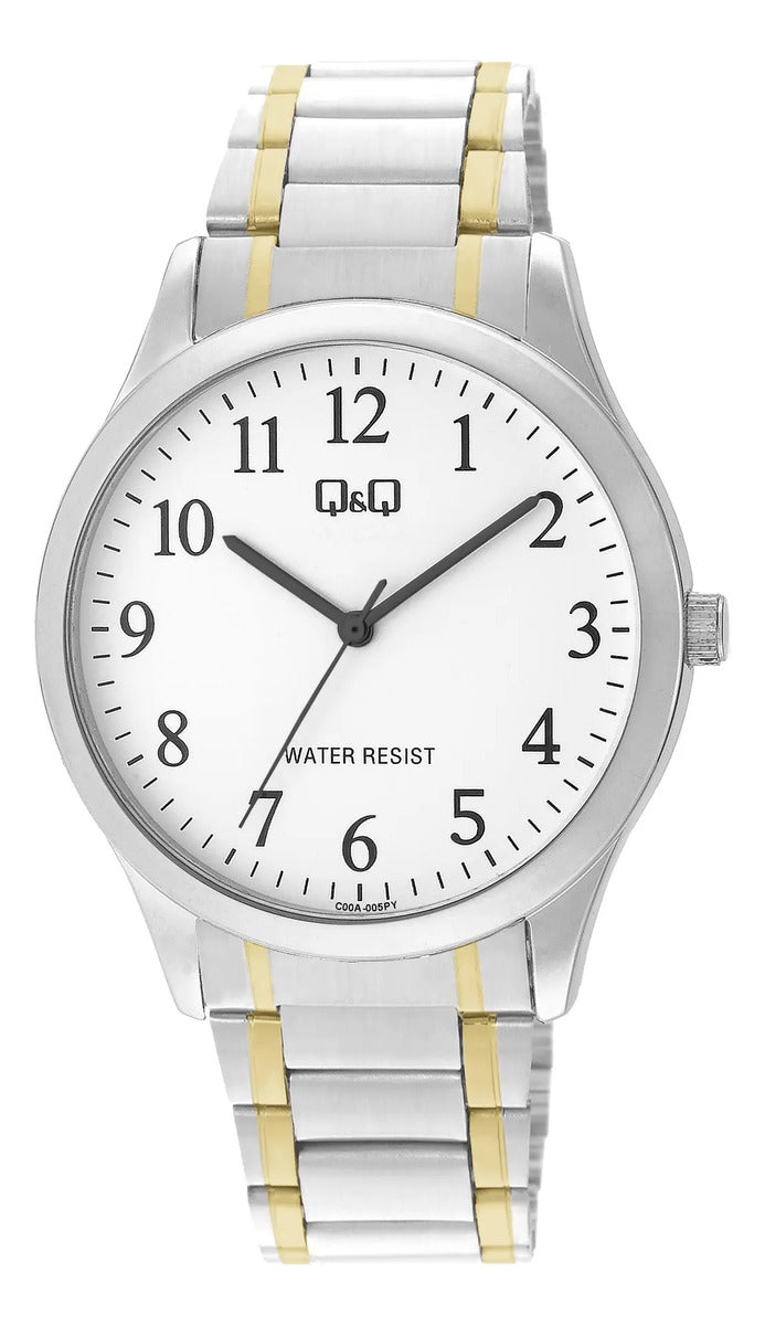 Reloj Q&q Metal Hombre 40mm C00a-005py - Plateado Blanco
