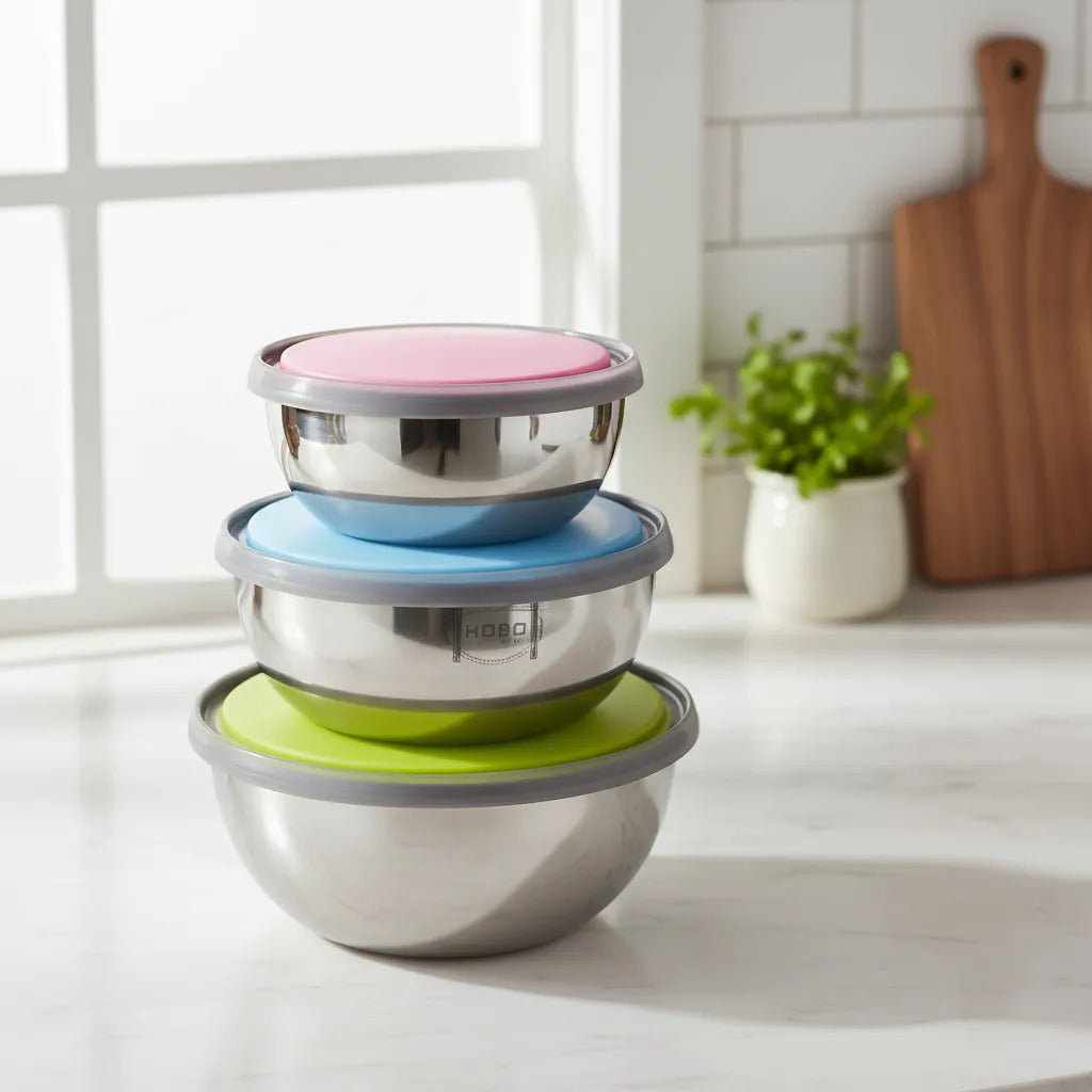 Set 3 Bowls Con Tapa 12 14 Y 16 Cms Bxh023