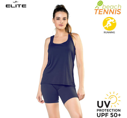 Musculosa Dama Deportiva Fitness Transpirable Elite Azul Xl