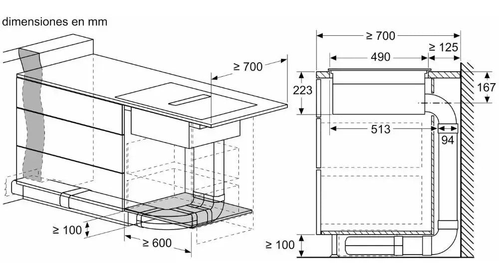 Anafe De Empotrar Inducción Bosch Con Extractor - Negro