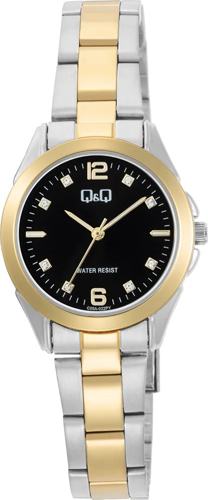 Reloj Q&q Metal Dama 28mm C05a-022py - Gris Dorado Negro