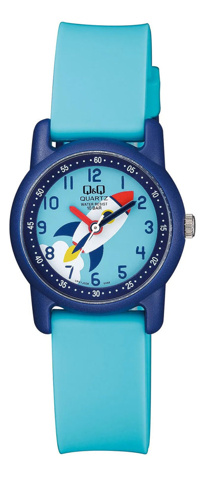 Reloj Q&q Silicona Infantil 39mm Vr41j008y - Celeste