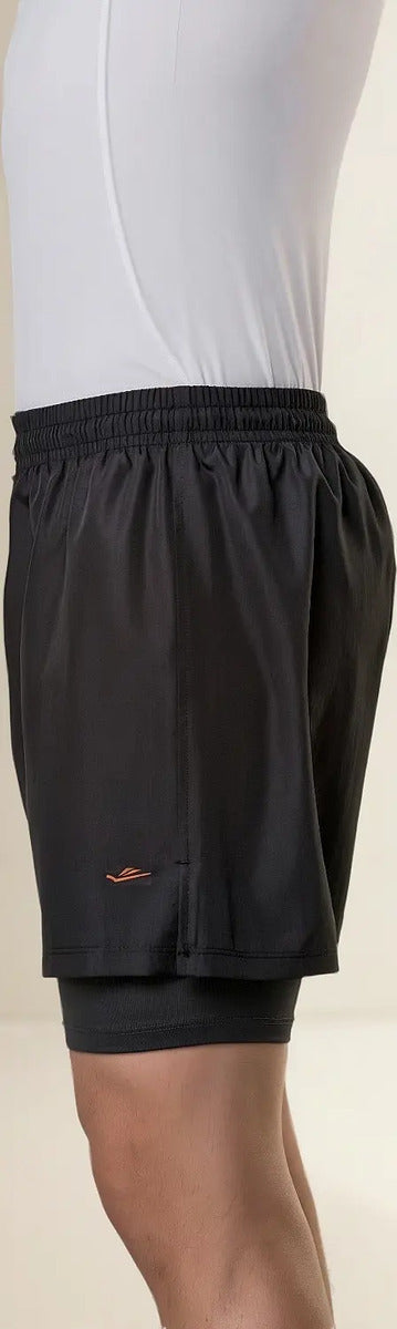 Short Con Calza Running Deporte Con Bolsillo Elite Negro Eg2