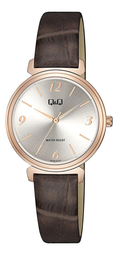 Reloj Q&q Cuero Dama 32mm Q27b-011py - Marrón