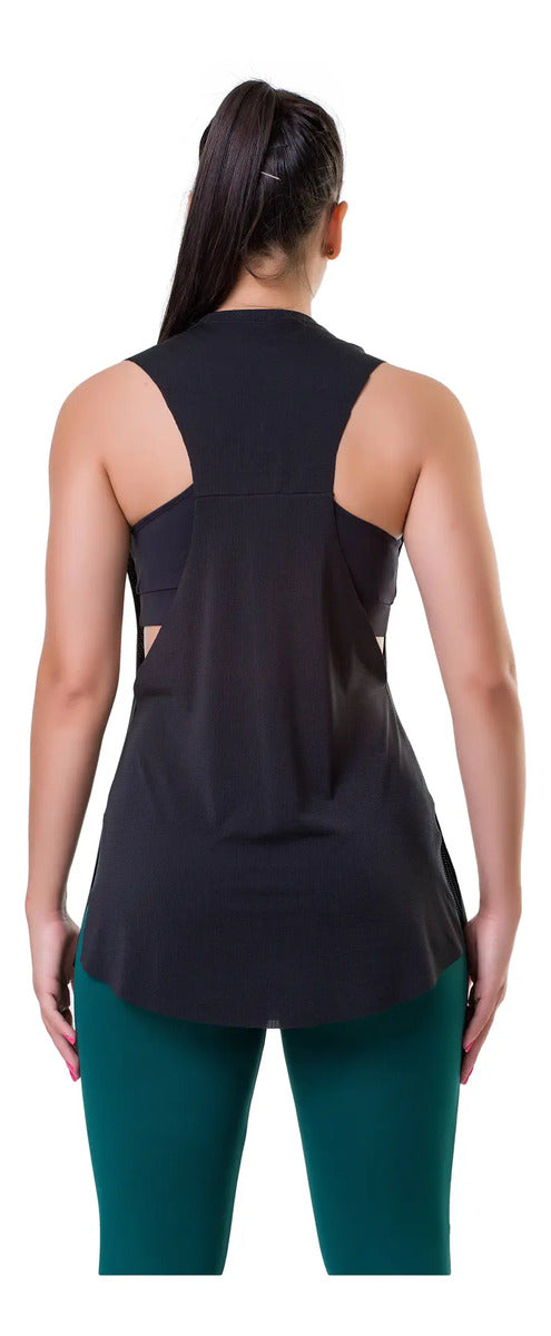 Musculosa Deportiva Dama Fitness Uv50+ Elite - Negro L