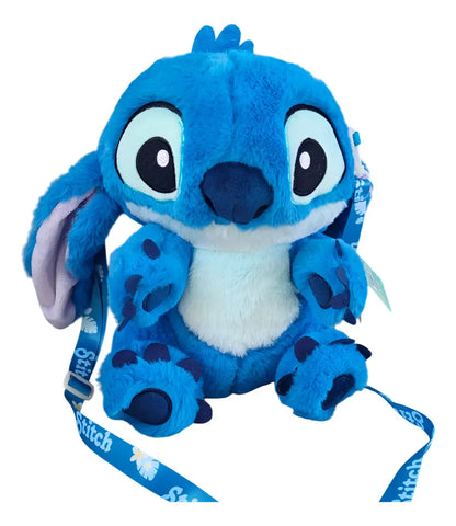 Peluche Stitch 30 Cm Orejas Caídas Con Correa - Azul Acero