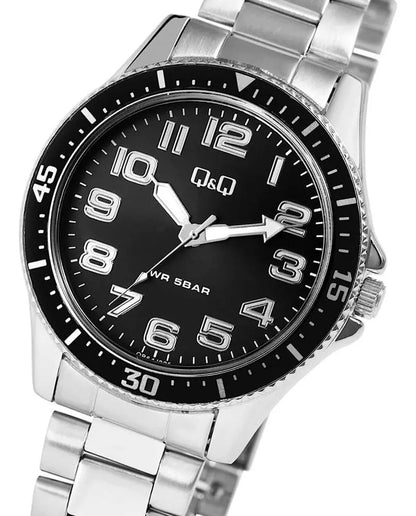 Reloj Q&q Metal Hombre 43mm Qb64j225y - Plateado Negro