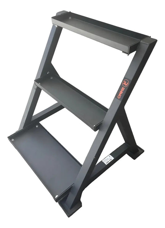 Soporte Pesas Rusas Kettlebell 3 Niveles Rhino - Negro