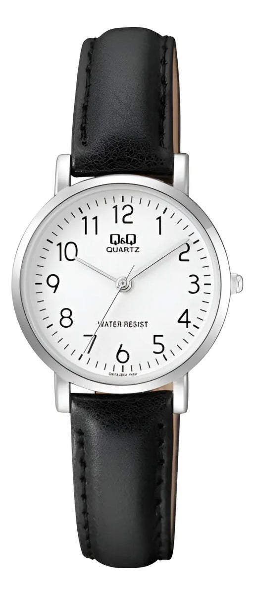 Reloj Q&q Cuero 28mm Q979j304 - Negro Blanco