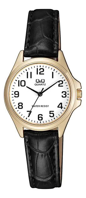 Reloj Q&q Cuero Dama 30mm Qa07j104y - Negro