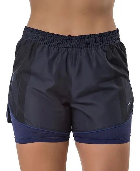 Short Deportivo Running Gym Dama Poliéster Elite - Azul Marino M