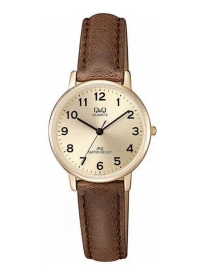 Reloj Q&q Cuero 30mm Qz01j103 - Marrón Dorado
