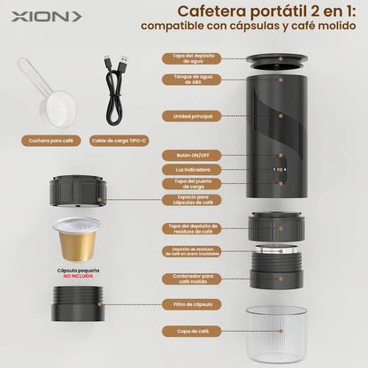 Cafetera Para Capsula Y Café Xion Portátil Xi-cm1 Negro