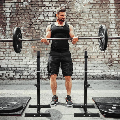 Soporte Para Barra Regulable 200kg Rhino - Negro