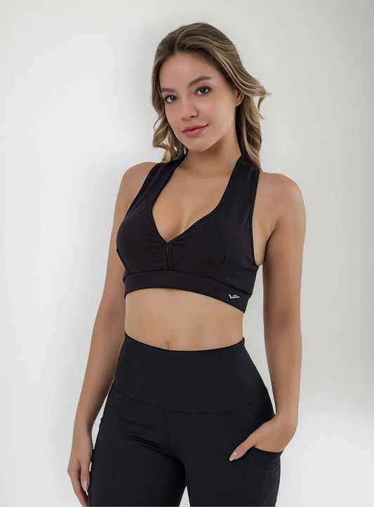 Top Deportivo Flexible Fitness Espalda Nadador Elite Negro Xl