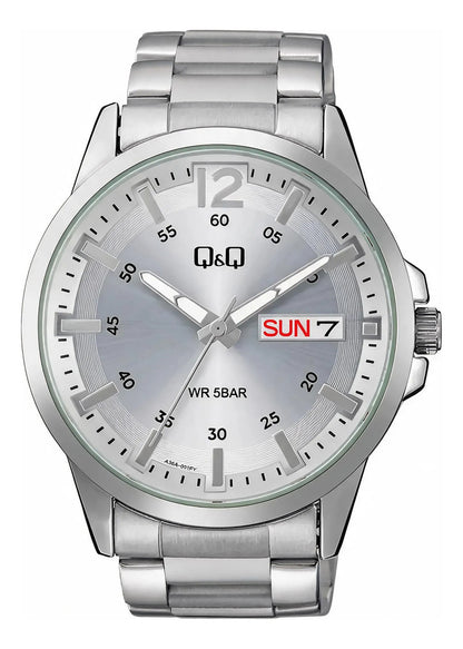 Reloj Q&q Metal Hombre 42mm A36a-001py - Plateado