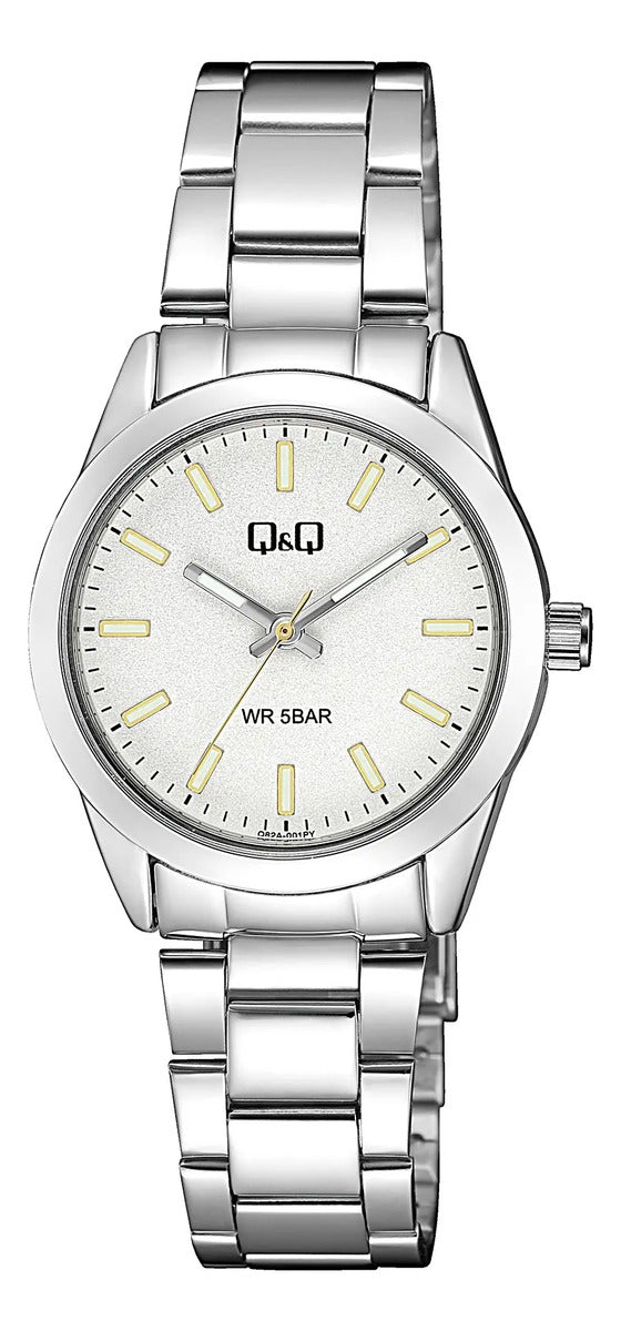 Reloj Q&q Metal Q82a-001py Dama 30mm Plateado