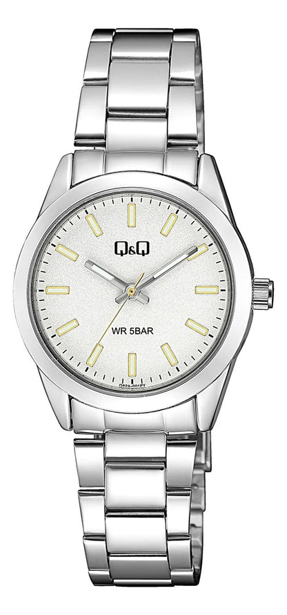 Reloj Q&q Metal Q82a-001py Dama 30mm Plateado