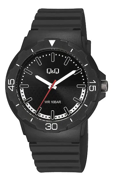 Reloj Q&q Silicona Hombre 43mm V02a-004vy - Negro