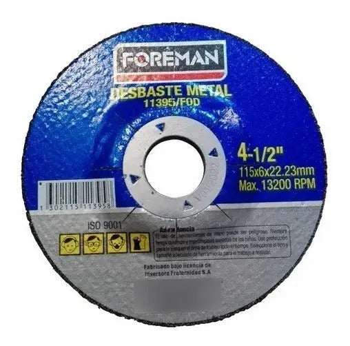Disco De Desbaste Metal Foreman 115x6mm 4½'' Azul