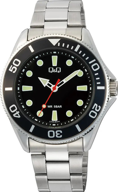 Reloj Q&q Metal Hombre 41mm C72a-001py - Plateado