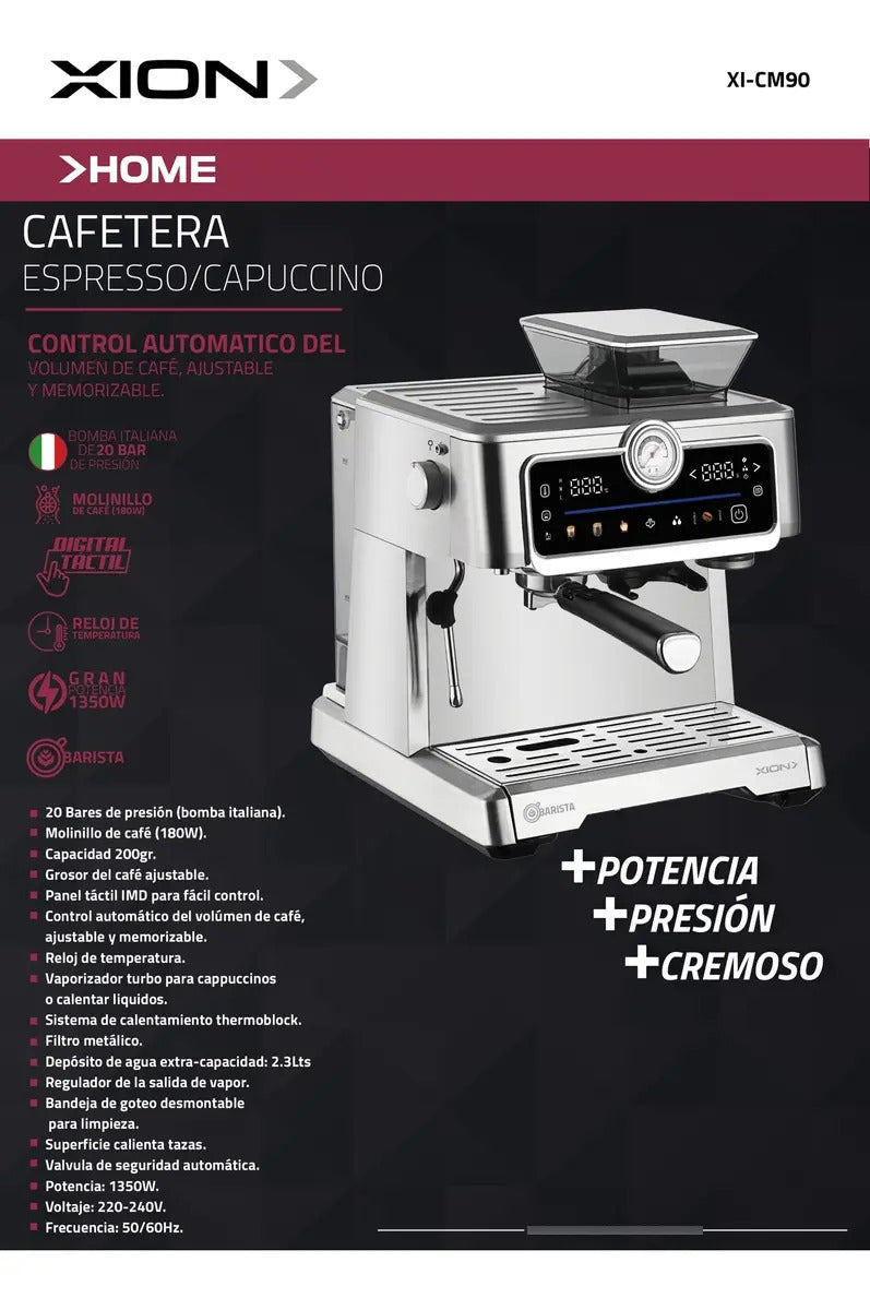 Cafetera Espresso Y Capuccino Barista Xion Xi-cm90 Gris
