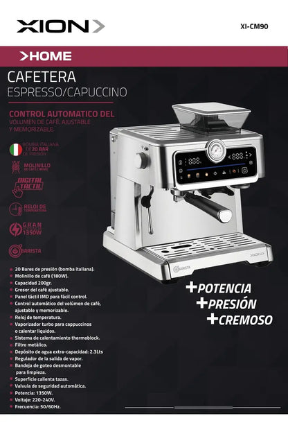 Cafetera Espresso Y Capuccino Barista Xion Xi-cm90 Gris