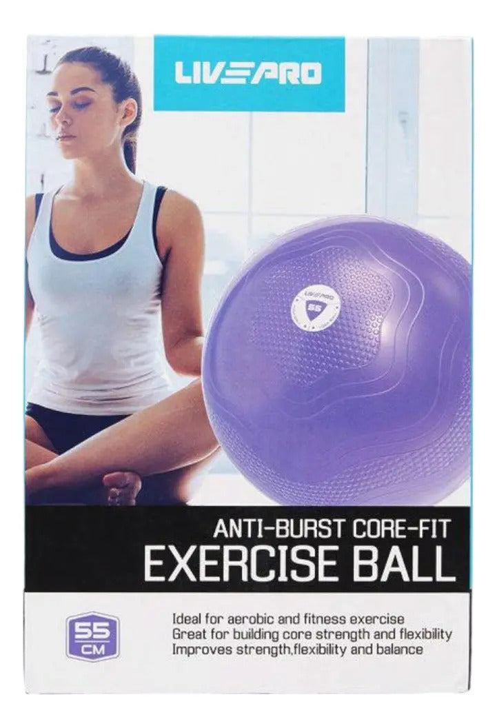 Pelota Pilates Fitball Antideslizante 55cm Livepro Violeta