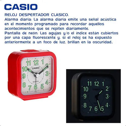 Reloj Despertador Casio Tq-141-4d Viajero - Rojo