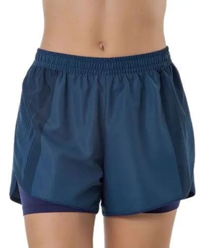 Short Deportivo Running Gym Dama Poliéster Elite - Azul Petróleo M
