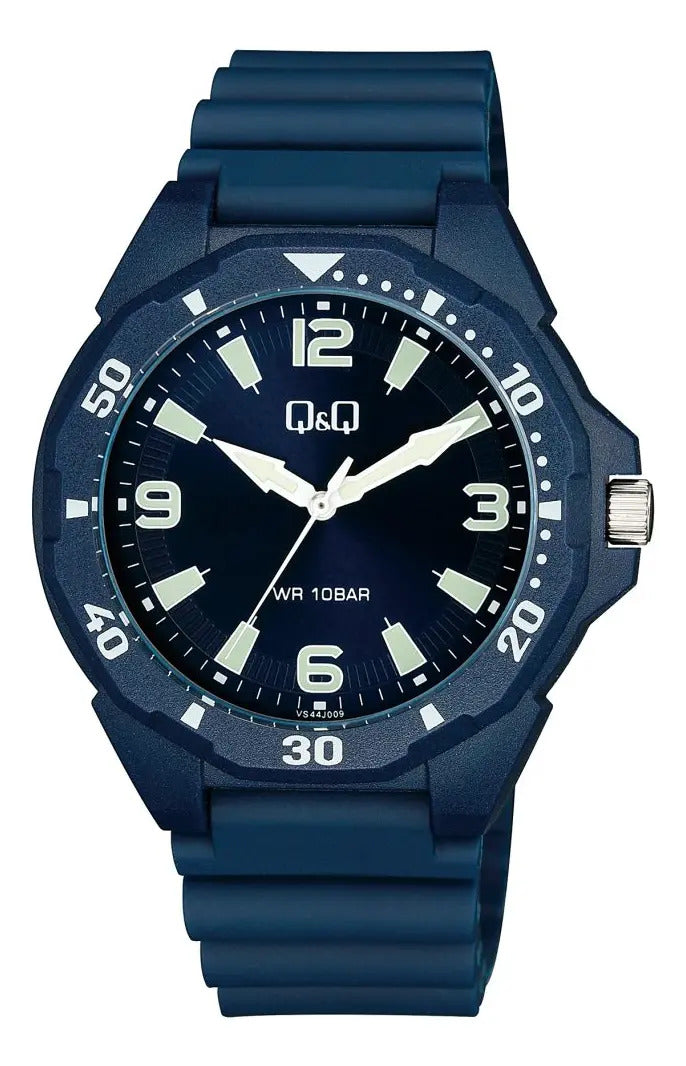 Reloj Q&q Silicona Hombre 43mm Vs44j009y - Azul