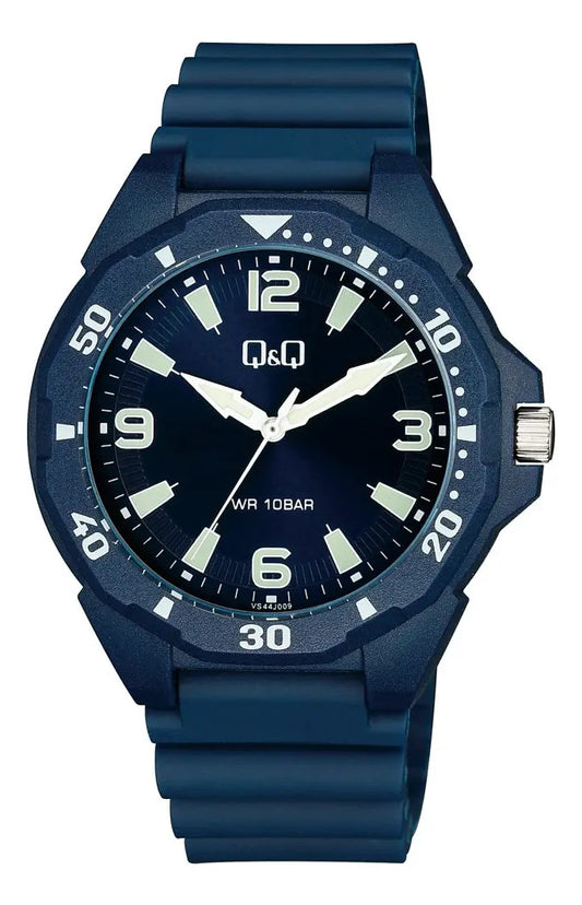 Reloj Q&q Silicona Hombre 43mm Vs44j009y - Azul